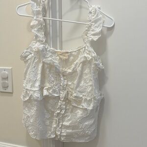 Sezane White Ruffled Women's Top